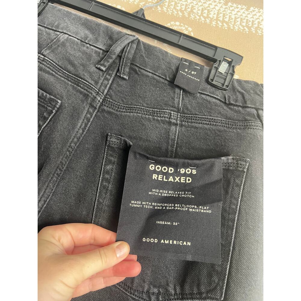 Good American Good '90s Relaxed Jeans Black348 Wash NWT Size 4 / 27 - Picture 8 of 11